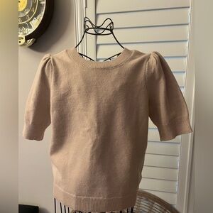 Beige Puff Sleeve Sweater